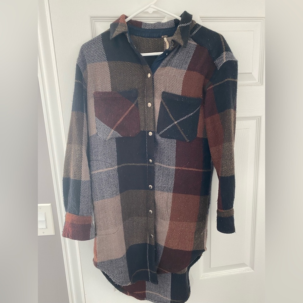 Plaid Flannel Shacket Dress • Oversized jacket • Mini Length